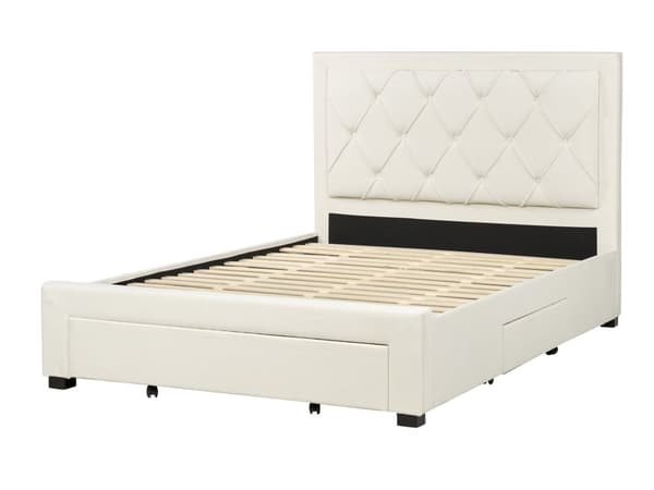 Velourseng Beige Velour 140 x 200 cm Moderne Trekvart Seng med Opbevaring Blød Sengegavl Halvandenmands 3 kvart Seng med Skuffer Under Design