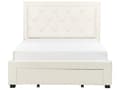 Miniatyrbillede 7 af 11: Velourseng Beige Velour 140 x 200 cm Moderne Trekvart Seng med Opbevaring Blød Sengegavl Halvandenmands 3 kvart Seng med Skuffer Under Design