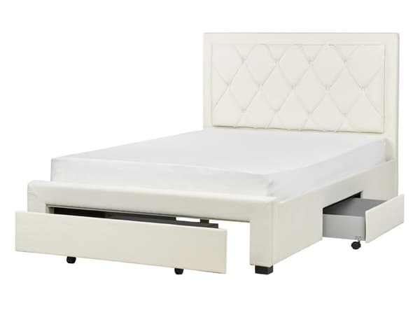 Velourseng Beige Velour 140 x 200 cm Moderne Trekvart Seng med Opbevaring Blød Sengegavl Halvandenmands 3 kvart Seng med Skuffer Under Design