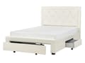 Miniatyrbillede 1 af 11: Velourseng Beige Velour 140 x 200 cm Moderne Trekvart Seng med Opbevaring Blød Sengegavl Halvandenmands 3 kvart Seng med Skuffer Under Design