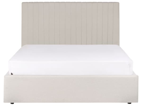 Seng Beige Polyester 140 x 200 cm Moderne Trekvart Seng med Opbevaring Blød Sengegavl Halvandenmands 3 kvart Seng Retro Design Soveværelse