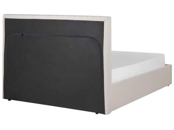 Seng Beige Polyester 140 x 200 cm Moderne Trekvart Seng med Opbevaring Blød Sengegavl Halvandenmands 3 kvart Seng Retro Design Soveværelse
