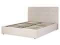 Miniatyrbillede 5 af 11: Seng Beige Stof 160 x 200 cm Moderne To Mands Seng med Opbevaring Blød Sengegavl Dobbeltseng Sengeramme Retro Design