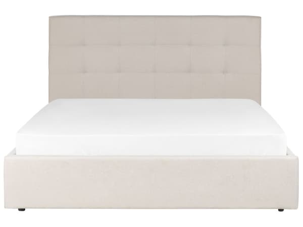 Seng Beige Stof 160 x 200 cm Moderne To Mands Seng med Opbevaring Blød Sengegavl Dobbeltseng Sengeramme Retro Design