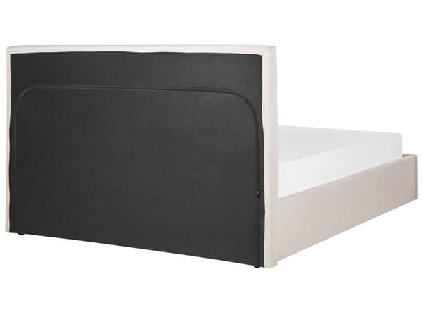 Seng Beige Stof 160 x 200 cm Moderne To Mands Seng med Opbevaring Blød Sengegavl Dobbeltseng Sengeramme Retro Design