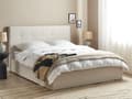 Miniatyrbillede 2 af 11: Seng Beige Stof 160 x 200 cm Moderne To Mands Seng med Opbevaring Blød Sengegavl Dobbeltseng Sengeramme Retro Design