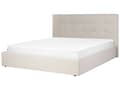 Miniatyrbillede 4 af 11: Seng Beige Stof 180 x 200 cm Moderne To Mands Seng med Opbevaring Blød Sengegavl Dobbeltseng Sengeramme Retro Design