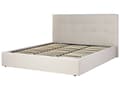 Miniatyrbillede 5 af 11: Seng Beige Stof 180 x 200 cm Moderne To Mands Seng med Opbevaring Blød Sengegavl Dobbeltseng Sengeramme Retro Design