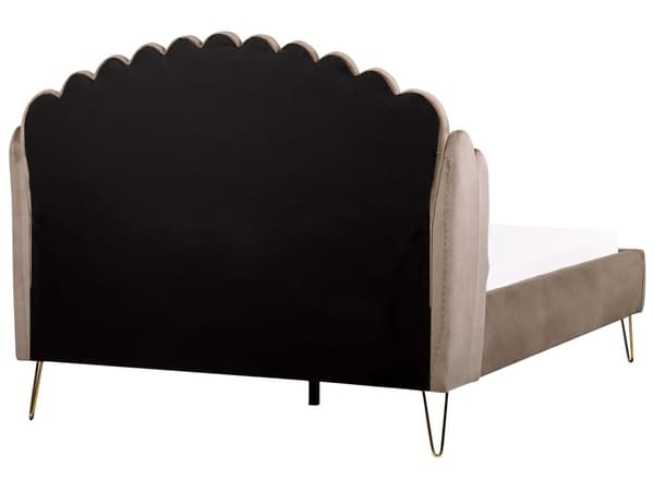 Seng Taupe Velour 140 x 200 cm Moderne Trekvart Seng Kanal Tuftet Sengegavl Halvandenmands 3 kvart Seng Retro Design Metalben