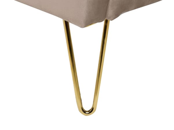 Seng Taupe Velour 140 x 200 cm Moderne Trekvart Seng Kanal Tuftet Sengegavl Halvandenmands 3 kvart Seng Retro Design Metalben