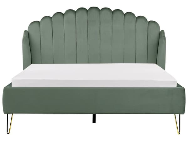 Parisänky vihreä 160 x 200 cm samettiverhoilu metallijalat sälepohja tuftattu retro