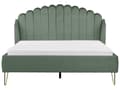 Miniatyrbilde 5 av 10: Sengeramme Grønn Fløyelspolstring 160 x 200 cm Metallben Retro design tuftet Sengegavl