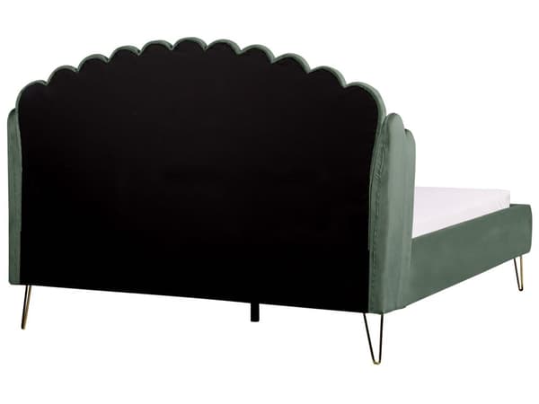 Sengeramme Grønn Fløyelspolstring 160 x 200 cm Metallben Retro design tuftet Sengegavl