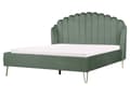 Miniatyrbilde 1 av 10: Sengeramme Grønn Fløyelspolstring 160 x 200 cm Metallben Retro design tuftet Sengegavl