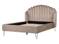 Miniatyrbilde 4 av 10: Sengeramme Taupe Fløyelspolstring 140 x 200 cm Metallben Retro design tuftet Sengegavl