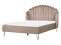 Miniatyrbilde 1 av 10: Sengeramme Taupe Fløyelspolstring 140 x 200 cm Metallben Retro design tuftet Sengegavl