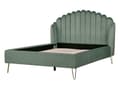 Miniatyrbilde 4 av 10: Sengeramme Grønn Fløyelspolstring 140 x 200 cm Metallben Retro design tuftet Sengegavl