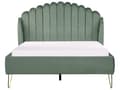 Miniatyrbilde 5 av 10: Sengeramme Grønn Fløyelspolstring 140 x 200 cm Metallben Retro design tuftet Sengegavl
