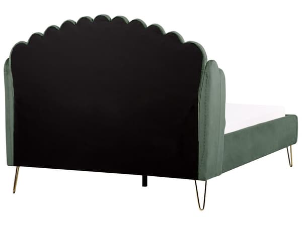 Sengeramme Grønn Fløyelspolstring 140 x 200 cm Metallben Retro design tuftet Sengegavl