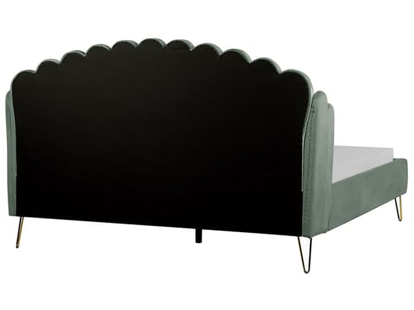 Seng Grøn Velour 180 x 200 cm Moderne To Mands Seng Kanal Tuftet Sengegavl Dobbeltseng Sengeramme Retro Design Metalben