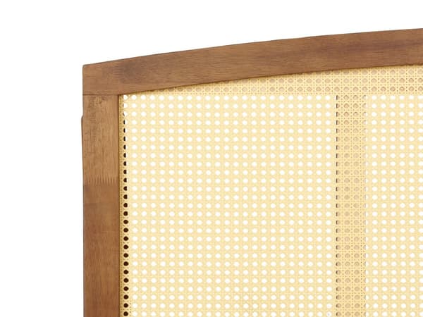 Sänky vaalea puu 140 x 200 cm LED-valo kumipuu ruskea sälepohja minimalistinen rustiikki tyyli