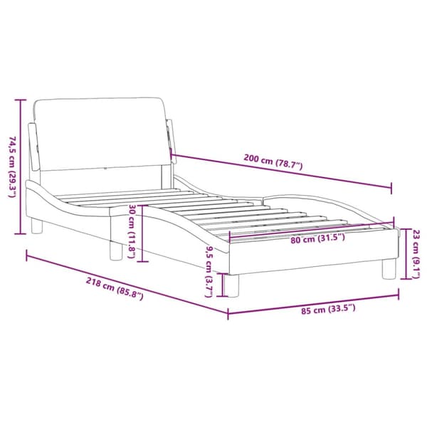 vidaXL sengeramme med sengegavl 80x200 cm fløjl lysegrå