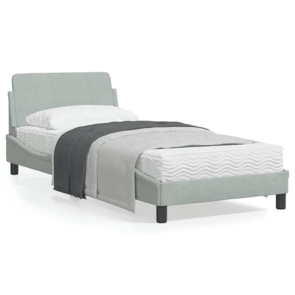 vidaXL sengeramme med sengegavl 80x200 cm fløjl lysegrå