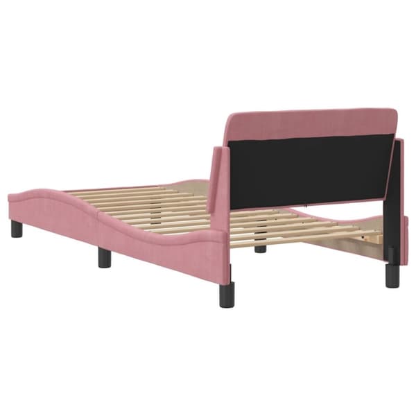 vidaXL sengeramme med sengegavl 90x200 cm fløjl lyserød