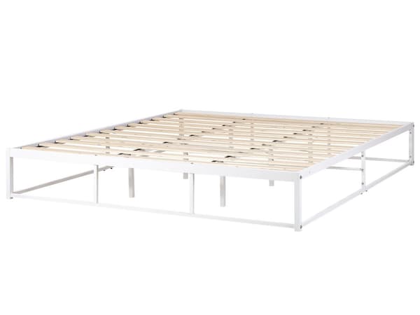 Sengestativ Hvit Metall Super King Industriell Moderne Stil Innebygde lameller uten nakkestøtte 180 x 200 cm