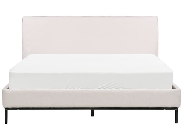 Spileramme Beige Polyester Stoff Polstret Dobbeltstørrelse Moderne Design 160 x 200 cm
