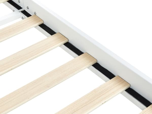 Sengeramme Hvit Metall 140 x 200 cm Lameller i poppeltre Industriell og minimalistisk stil Dobbeltseng Soverom