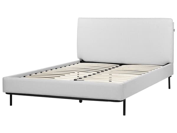 Spileramme Grå Polyester Stoff Polstret Dobbeltstørrelse Moderne Design 140 x 200 cm