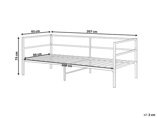 Seng Hvit Metall 90 x 200 cm Lamellbunn Industriell og moderne stil Enkeltseng Soverom
