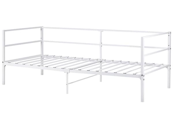 Seng Hvit Metall 90 x 200 cm Lamellbunn Industriell og moderne stil Enkeltseng Soverom