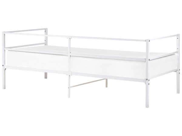 Seng Hvit Metall 90 x 200 cm Lamellbunn Industriell og moderne stil Enkeltseng Soverom