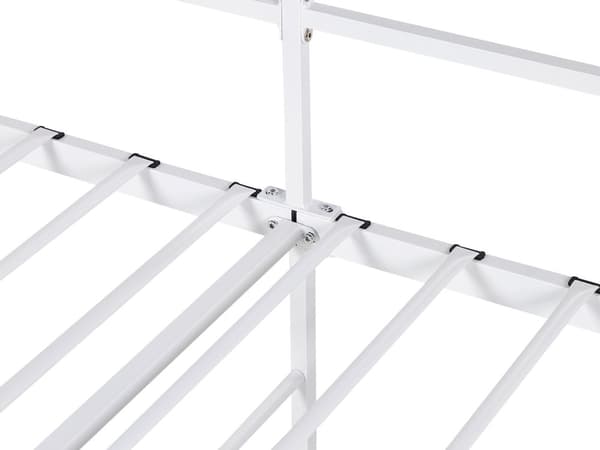Seng Hvit Metall 90 x 200 cm Lamellbunn Industriell og moderne stil Enkeltseng Soverom