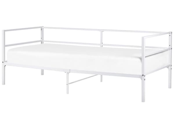 Seng Hvit Metall 90 x 200 cm Lamellbunn Industriell og moderne stil Enkeltseng Soverom