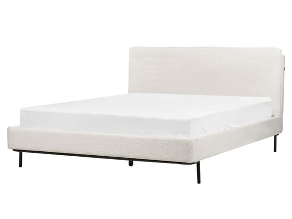Spileramme Off-white Boucle Polstret Dobbeltstørrelse Moderne Design 160 x 200 cm