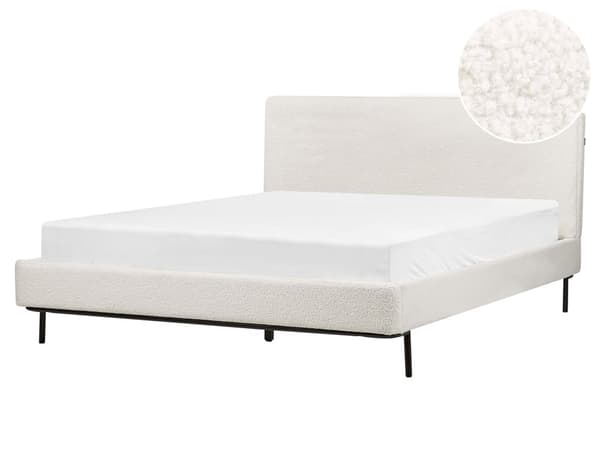 Spileramme Off-white Boucle Polstret Dobbeltstørrelse Moderne Design 160 x 200 cm