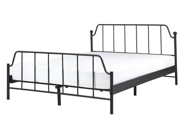 Sänky musta 140 x 200 cm metalli poppeli sälepohja minimalistinen industriaalinen