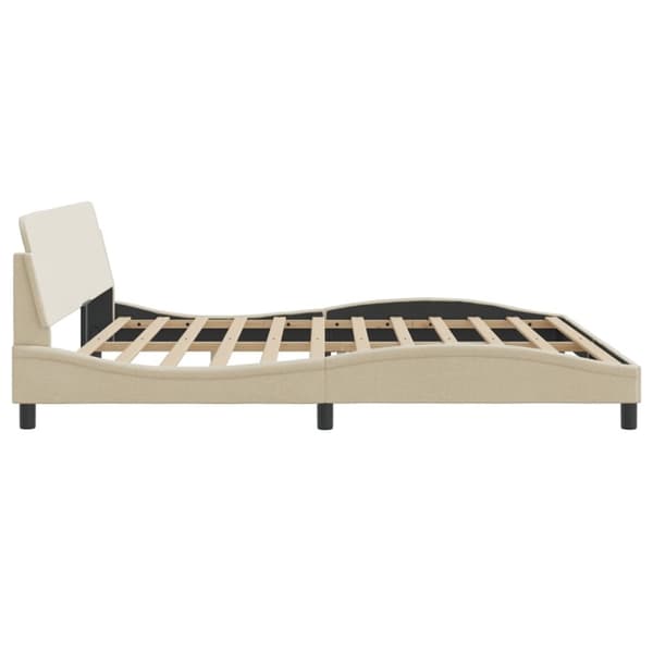 vidaXL sengeramme med sengegavl 200x200 cm stof cremefarvet