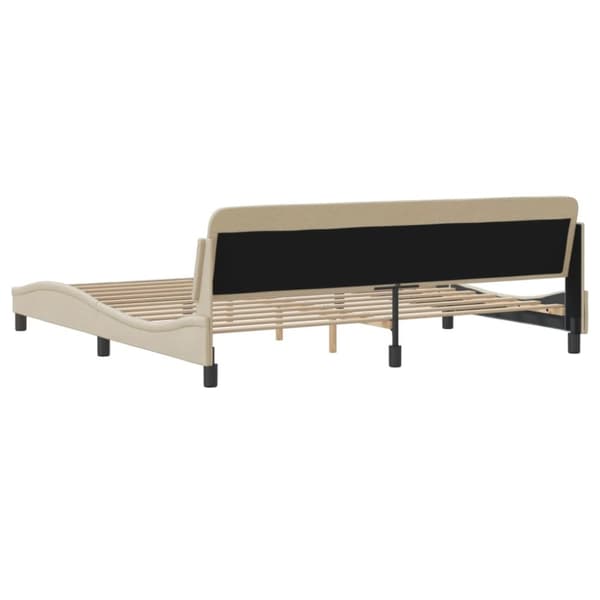 vidaXL sengeramme med sengegavl 200x200 cm stof cremefarvet