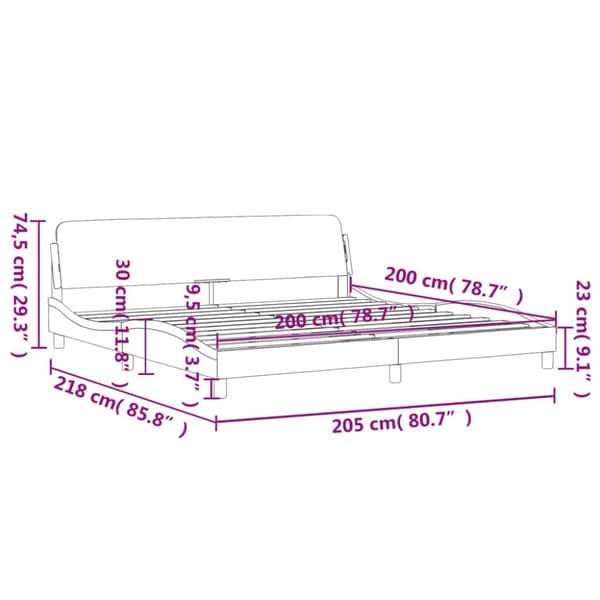 vidaXL sengeramme med sengegavl 200x200 cm stof cremefarvet