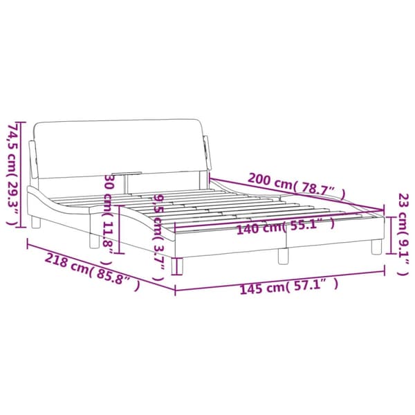 vidaXL sengeramme med sengegavl 140x200 cm fløjl lysegrå
