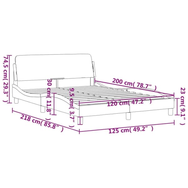 vidaXL sengeramme med sengegavl 120x200 cm stof mørkegrå