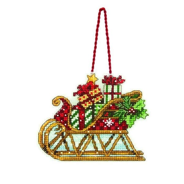 Dimensions Susan Winget Sleigh Ornament räknad korsstygnsset - 4-1/4 X 3-1/4 14 räknad en plastduk -