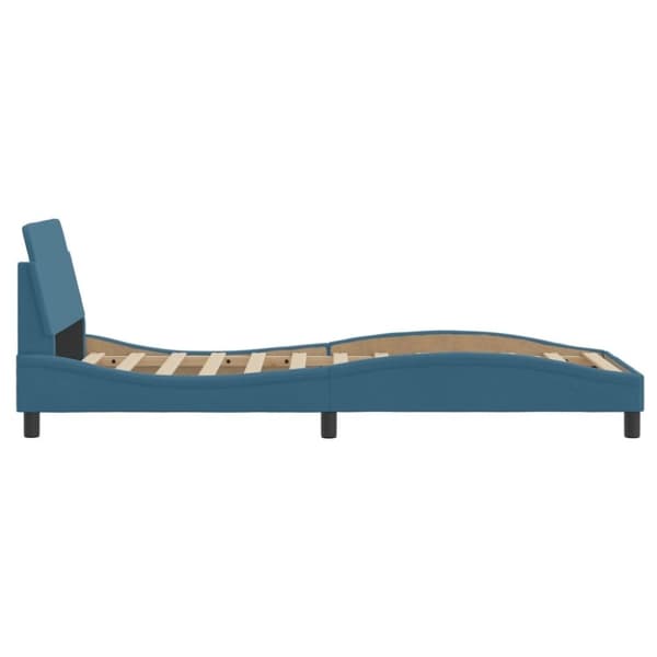 vidaXL sengeramme med sengegavl 90x190 cm fløjl blå
