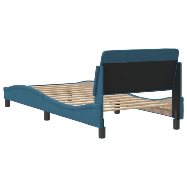 vidaXL sengeramme med sengegavl 90x190 cm fløjl blå