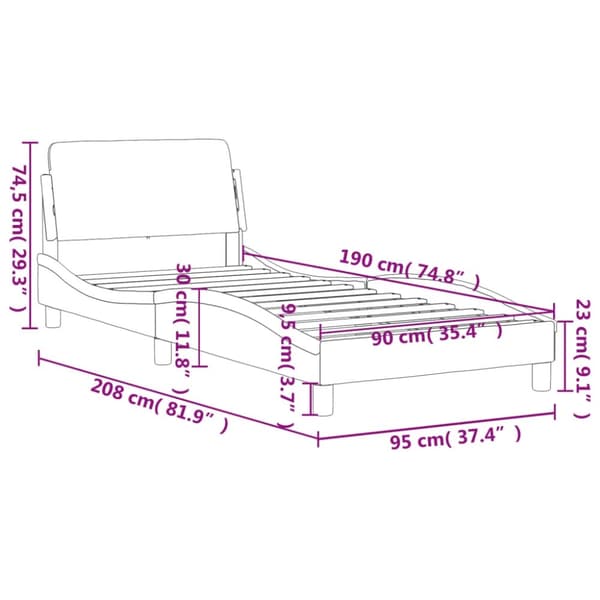 vidaXL sengeramme med sengegavl 90x190 cm fløjl blå