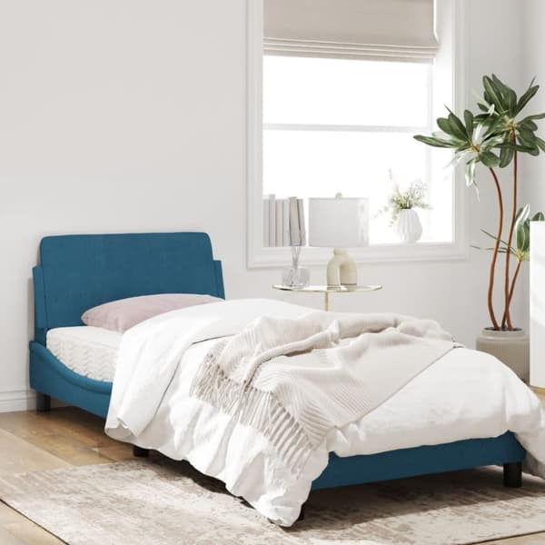 vidaXL sengeramme med sengegavl 90x190 cm fløjl blå